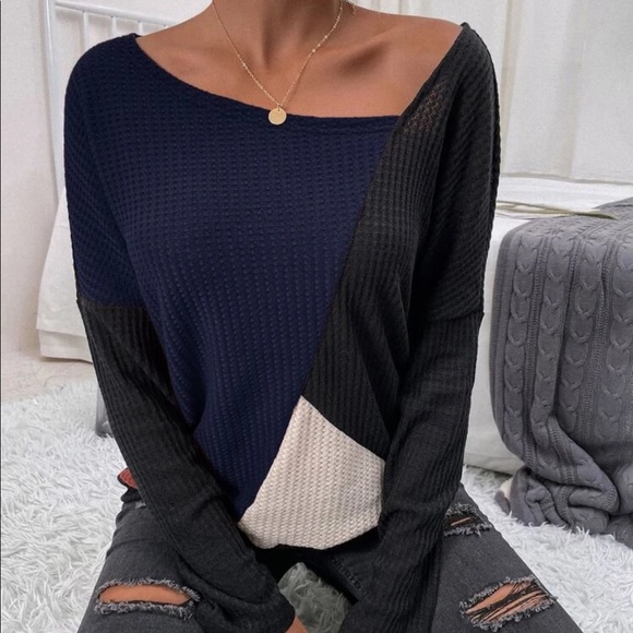 Color block waffle knit tee - Picture 3 of 6